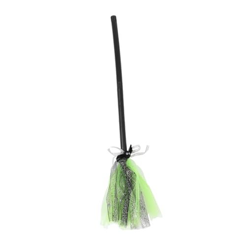 FIXOSHEE Halloween Hexenbesen Cosplay Zubehör Abnehmbarer Zauberbesen mit Silber Grünem Stiel Robustes Material für Kinderkostüme Hexen und Hexenparty Vielseitig für Maskenbälle und von FIXOSHEE