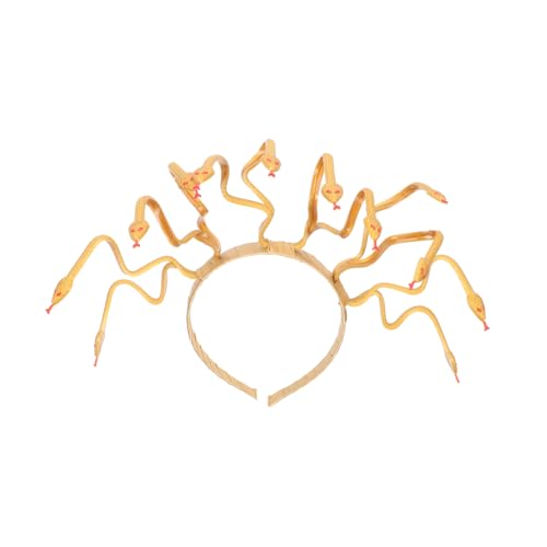FIXOSHEE Halloween Medusa Kopfschmuck Schlangen Haarreif Goldfarbenes Cosplay Party Accessoire für Damen Herren Karneval Kostüm Zubehör von FIXOSHEE