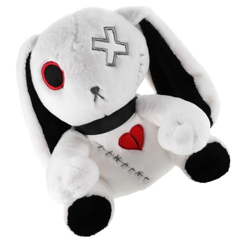 FIXOSHEE Halloween Plüschhase mit Langen Ohren Kuscheliges Stofftier Gruseliges Kuscheltier für Teens Weiches Großes Kaninchen Dekor für Halloween und Wohnzimmer von FIXOSHEE