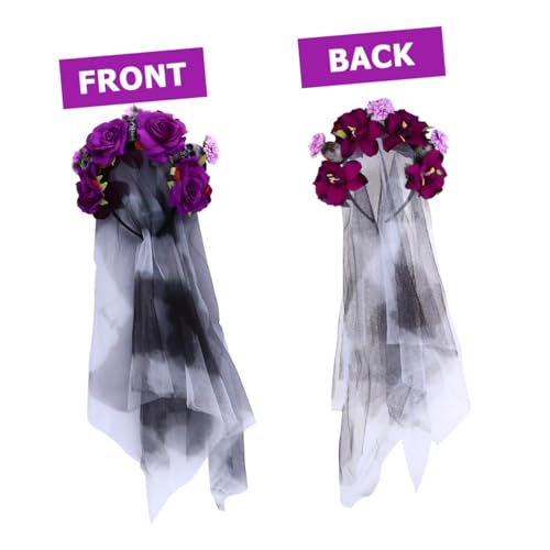 FIXOSHEE Halloween Stirnband Damen Skull Haarschmuck mit violetten Rosen Blüten Cosplay Kopfband für Halloween Party Karneval Kostüm Zubehör für Erwachsene FIXOSHEE Halloween Stirnband Damen Skull Haarschmuck mit violetten Rosen Blüten Cosplay Kopfband für Halloween Party Karneval Kostüm Zubehör für Erwachsene von FIXOSHEE
