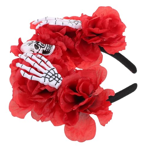 FIXOSHEE Halloween Stirnband mit Knochengriff und Weinroter Rosenblüte Gruseliges Haaraccessoire für Kostümparty Festliche Dekoration und Horror Cosplay FIXOSHEE Halloween Stirnband mit Knochengriff und Weinroter Rosenblüte Gruseliges Haaraccessoire für Kostümparty Festliche Dekoration und Horror Cosplay von FIXOSHEE