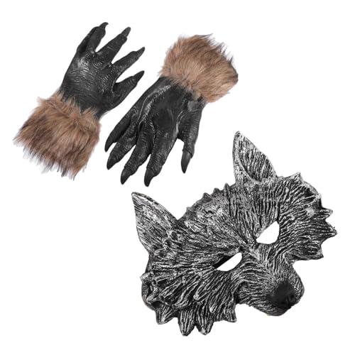 FIXOSHEE Halloween Werwolf Masken mit Handschuhen Leichtes Teiliges Kostüm für Halloween Party und Cosplay Bequemer Sitz für Damen und Freunde Perfektes für Gruselige Verkleidungen von FIXOSHEE