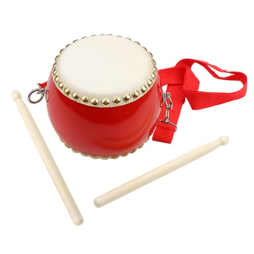 FIXOSHEE Hand Drum Trommel Musikspielzeug für Bühne und Lernen Rote Percussion Trommel mit Trommelstöcken Geeignet für Geburtstagsgeschenk und Musikförderung von FIXOSHEE