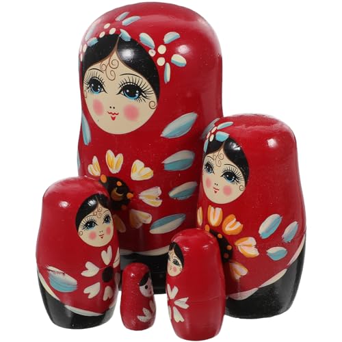 FIXOSHEE Hölzerne Matrjoschka Puppe Stapelbar Babuschka Puppen Süße Marionette Handgefertigtes Kinderspielzeug Schreibtischspielzeug Schreibtischdekoration Matrjoschka von FIXOSHEE