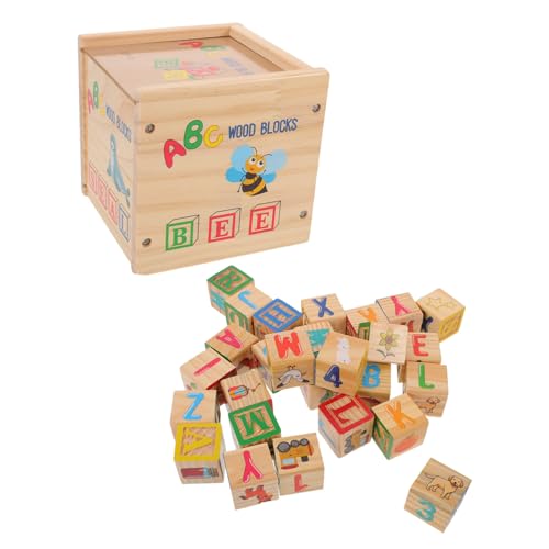 FIXOSHEE Holz-bausteine mit Buchstaben und Zahlen Natürliche Lernblöcke aus Holz Farbenfrohes Montessori Stapelspielzeug zur Kreativität und Feinmotorik Sicher für Kleinkinder von FIXOSHEE