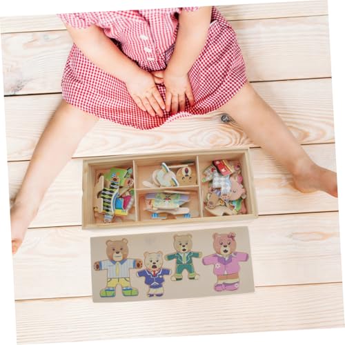 FIXOSHEE Holzpuzzle Bär Ankleiden Lernspielzeug für Pädagogisches Tiermotiv Puzzle mit Bunten Holzfiguren Fördert Kreativität und Hand Augen koordination Geschenk für Mädchen Ab Jahren von FIXOSHEE