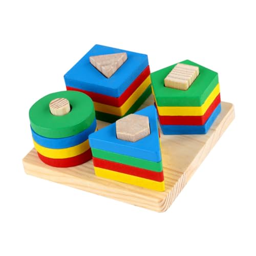 FIXOSHEE Holzspielzeug Geometrieblöcke Sichere Glatte Ecken Verschiedene Formen und Farben Fördert Hand Auge koordination und Kognitive Entwicklung Geeignet für Kleinkinder Ab Jahr von FIXOSHEE