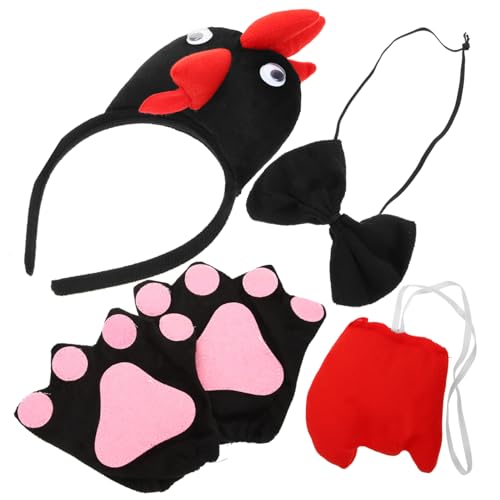 FIXOSHEE Hühner Kostüm Set mit Stirnband Fliege und Niedliche Cosplay Accessoires für Ostern Karneval und Kinderpartys Geeignet für Mädchen und Festveranstaltungen von FIXOSHEE