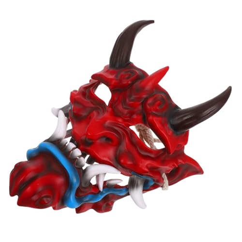 FIXOSHEE Japanische Dämonenmaske Halloween Cosplay Masquerade mit Hörnern Verstellbarer Elastischer Riemen Langlebiges Leichtes Material für Party Kostümveranstaltungen von FIXOSHEE