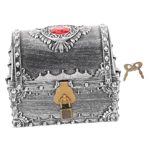 FIXOSHEE Kleine Piraten Schatzkiste aus Robustem Kunststoff Vintage Schatztruhe mit Dekorativem Deckel als Aufbewahrungsbox für Teenager von FIXOSHEE