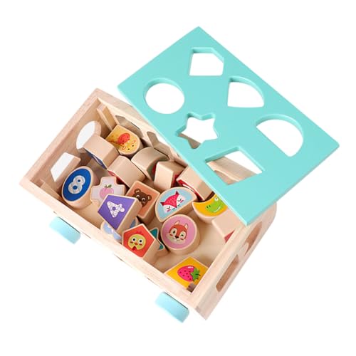 FIXOSHEE Lernspielzeug Holzbus Stapelspiel Buntes Montessori Kognitives für Kleinkinder zur Farberkennung und Konzentrationstraining von FIXOSHEE