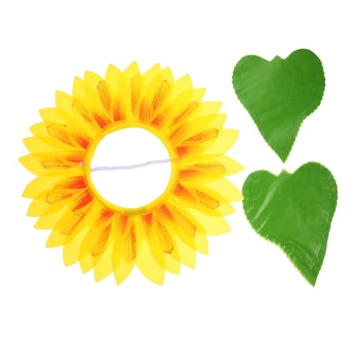 FIXOSHEE Lustige Sonnenblumen kopfbedeckung mit Grünem Leichtes Weiches Cosplay Kostüm für Bequemer Hautfreundlicher Sonnenblumen headpiece für Bühne und Party von FIXOSHEE