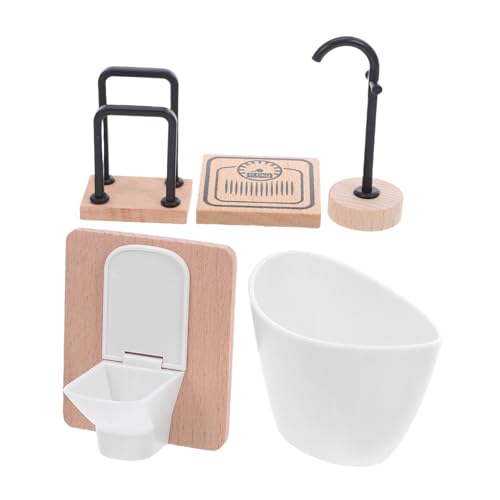 FIXOSHEE Maßstab Realistisch Robust aus Holz und Kunststoff Puppenhaus Zubehör für DIY Basteln und Fotografie Teiliges Badezimmer Puppenhaus Möbel Set von FIXOSHEE