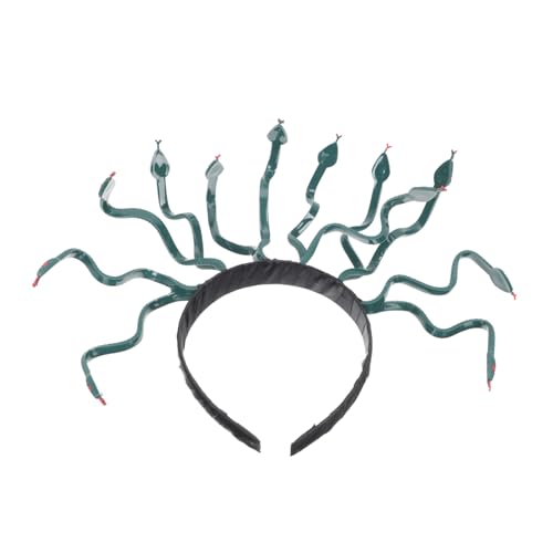 FIXOSHEE Medusa Schlangen Haarreif Halloween Kostüm Damen Party Kopfschmuck Einzigartiges Design Wiederverwendbar Zubehör Dunkelgrün von FIXOSHEE