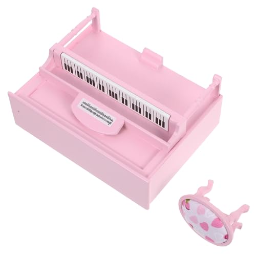 FIXOSHEE Mini-Klavierdekoration Klavier Miniatur-Klavierfigur Puppenhaus-Miniatur-Musikinstrument Puppenhaus Klavier Möbelschmuck für Puppenstuben Puppenhauszubehör hölzern Rosa von FIXOSHEE
