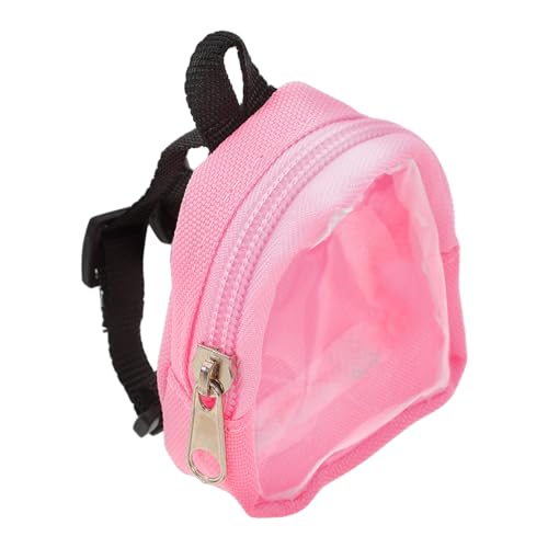 FIXOSHEE Mini Puppenrucksack Transparent Kleiner Schulranzen Modell Für Bjd Puppen Mit Mehreren Taschen Rosa Zubehör von FIXOSHEE
