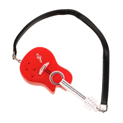 FIXOSHEE Miniatur Gitarrenmodell Puppenzubehör Langlebig Leicht Tragbar Rotes für Puppenhaus und Rollenspiele von FIXOSHEE
