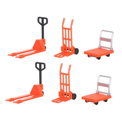 FIXOSHEE Miniatur Handwagen Teilig Orange Miniatur Plattformwagen und Gabelstapler Modellspielzeug für Pädagogisches Baustellen und Verkehrs Lernspielzeug für Kreative Sandkastenspiele von FIXOSHEE