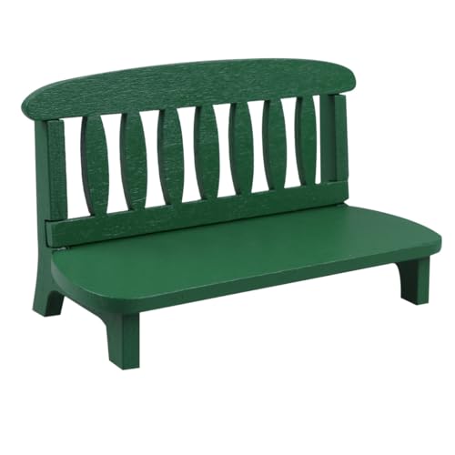 FIXOSHEE Miniatur Holzbank Deko Vintage Modell Settee Holzstuhl Grün Kreatives Fotorequisit Puppenhaus Möbel Ornament für Heim Büro Dekoration von FIXOSHEE