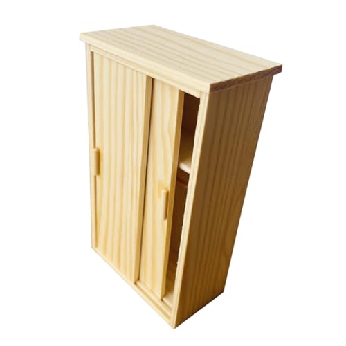 FIXOSHEE Miniatur Holzkleiderschrank für Puppenhaus Langlebiger Vintage Schrank Realistischer Miniatur Schrank für Puppenmöbel und Feengarten Dekoration Robustes Design Klassischer Stil von FIXOSHEE