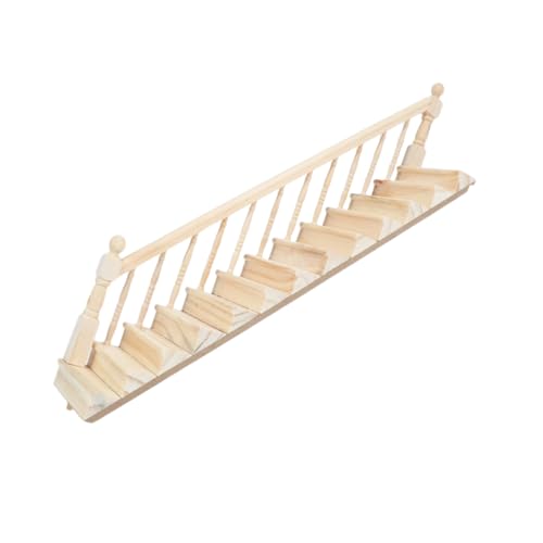 FIXOSHEE Miniatur Holztreppe Linksseitig für Puppenhaus DIY Modellhaus Zubehör Detailreiche Miniaturmöbel Treppe als Wohnraumdeko für Tisch und Schreibtisch von FIXOSHEE