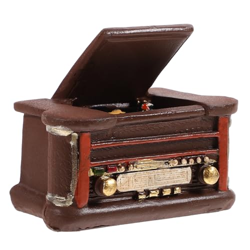 FIXOSHEE Miniatur Puppenhaus Plattenspieler Dekofigur aus Resin Vintage Stil Miniaturspielgerät für Wohnzimmer und Schlafzimmer Puppenhaus Zubehör für und DIY Szenenbau von FIXOSHEE