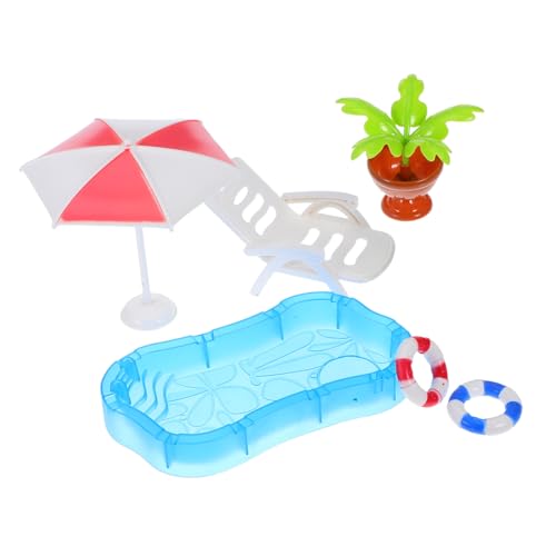FIXOSHEE Miniatur Schwimmbecken mit Liegestühlen und Sonnenschirm für Puppenhaus Realistische Kindgerechte Strand Dekoration aus Ungiftigem Material Tragbar für Interaktives und DIY Szene FIXOSHEE Miniatur Schwimmbecken mit Liegestühlen und Sonnenschirm für Puppenhaus Realistische Kindgerechte Strand Dekoration aus Ungiftigem Material Tragbar für Interaktives und DIY Szene von FIXOSHEE