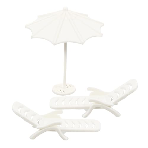 FIXOSHEE Miniatur Strandstuhl und Faltbarer Sonnenschirm Detailgetreue Puppenhaus Dekoration Wetterfeste Mini Beach Chair Ornament Geeignet für Miniaturgärten und Kreative DIY Landschaften von FIXOSHEE