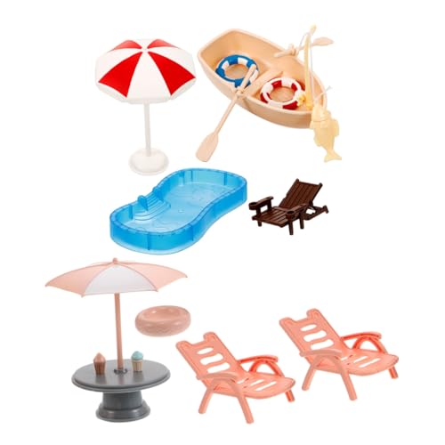 FIXOSHEE Miniatur Strandzubehör für Puppenhaus Faltbarer Strandstuhl Schwimmring Sonnenschirm Pool und Boot Robuste Kunststoff Modelle für DIY Basteln Familienspiel und Garten Dekoration FIXOSHEE Miniatur Strandzubehör für Puppenhaus Faltbarer Strandstuhl Schwimmring Sonnenschirm Pool und Boot Robuste Kunststoff Modelle für DIY Basteln Familienspiel und Garten Dekoration von FIXOSHEE