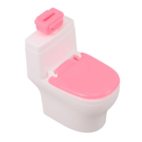 FIXOSHEE Miniatur Toilettenmodell mit Papierhalter Kunststoffspielzeug für Puppenhaus Mädchen Badezimmer Zubehör Lernspielzeug von FIXOSHEE
