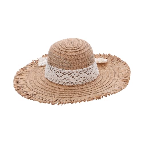FIXOSHEE Miniature Strohhut mit Spitzenband Gewebt Vielseitig für Puppen Mini Haustiere Dollhouse Dekoration Einfach Abnehmbar für DIY Bastelprojekte und Puppenmode von FIXOSHEE