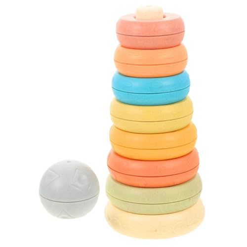 FIXOSHEE Montessori Stapelspielzeug aus Lebensmittelechtem Silikon Bunte Stapelbare Ringe für Kleinkinder Motorikförderndes Lernspielzeug zur Frühkindlichen Sicher und Sanft von FIXOSHEE