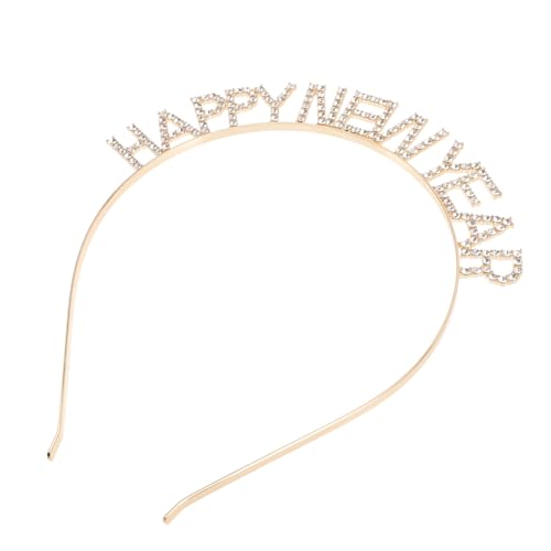 FIXOSHEE Neujahrs Haarreif Gold mit Kristallbuchstaben Delicater Party Haarschmuck für Silvester Foto Requisiten Stilvolles Stirnband für Erwachsene und Festliches Accessoire für von FIXOSHEE