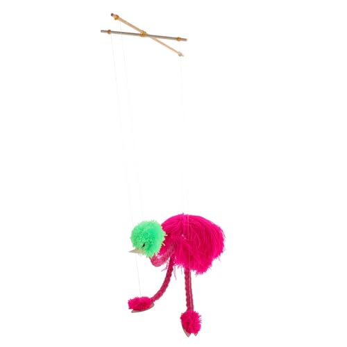 FIXOSHEE Plüsch Marionetten Strauß mit Ziehschnur Farbenfrohe Tierfigur für Fördert Fingerfertigkeit und Kreativität Teiliges Kuscheltier Puppentheater Rosa von FIXOSHEE