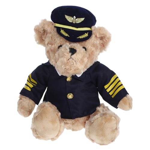 FIXOSHEE Plüschbär mit Kapitän Pilotuniform Weiches Kuscheltier für Shower Geburtstag Party Dekoration von FIXOSHEE