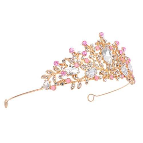 FIXOSHEE Prinzessin Tiara Stirnband Rosa Strass Krone Leichtes Haaraccessoire für Geburtstag Party Bühnenauftritt Mädchen Festliches Kostüm von FIXOSHEE