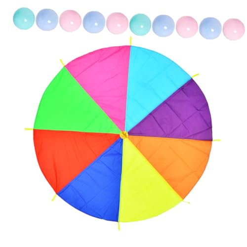 FIXOSHEE Regenbogen Fallschirm Buntes Outdoor Kinderspielzeug für Kooperatives Motorikförderung für Geburtstagspartys und Familienaktivitäten Zufällige Farbe Zufällige Farbe von FIXOSHEE