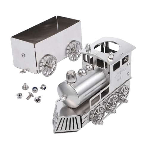 FIXOSHEE Retro Edelstahl Dampfzug Modell Schreibtischdekoration Kompaktes Langlebiges Zugornament für Haushalt und Kinderzimmer Nostalgisches Eisenbahn Design Platzsparend und Vielseitig von FIXOSHEE
