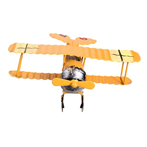 FIXOSHEE Retro Eisenflugzeug Modell Abnehmbar Gelbe Tischdekoration Pädagogisches zur Logischen Denkens für von FIXOSHEE
