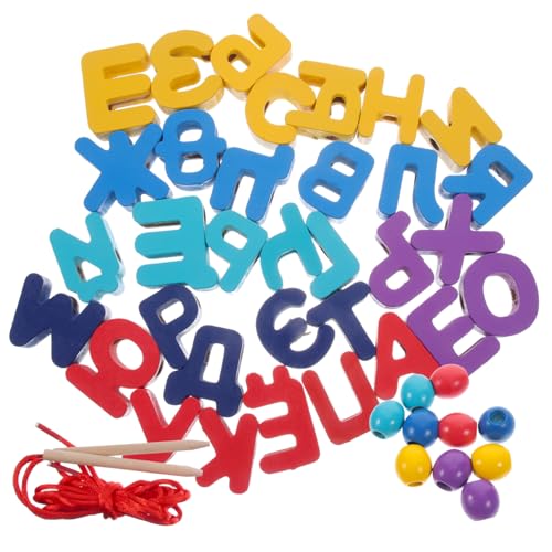FIXOSHEE Russisches Alphabet Holzpuzzle Lernspielzeug für Vorschulkinder Bunte DIY Buchstabenperlen Motorisches Entwicklungsspiel Fördert Hand Auge koordination und Sprachfähigkeit von FIXOSHEE