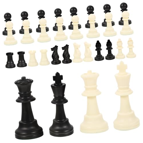 FIXOSHEE Schachfiguren Ersatzset aus Robustem PP Kunststoff Hohe Internationale Schachfiguren für Brettspiele und Turniere Praktisches Zubehör für Erwachsene und Jugendliche von FIXOSHEE