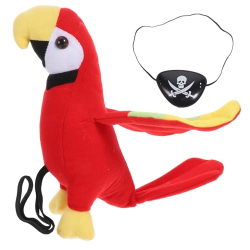 FIXOSHEE Simuliertes Plüsch Piratenkostüm Schulterprop mit Augenklappe Teiliges für Halloween Piraten Party Cosplay Zubehör von FIXOSHEE