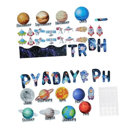 FIXOSHEE Teiliges Außenthema Weltraum Party Dekorationsset Bunte Papier Ausschnitte mit Cartoon Design Sicherer für Klassenzimmer Pinnwand DIY Raumdeko und Lernmaterialien von FIXOSHEE