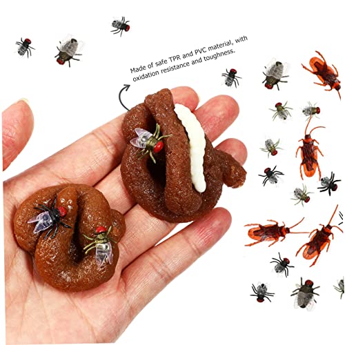 FIXOSHEE Teiliges Realistisches Fake Poo mit Täuschend Echten Maden Fliegen und Kakerlaken Prankfähig Geruchsneutral für Aprilscherze Partys und Lustige Streiche mit Freunden und Familie von FIXOSHEE
