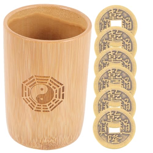FIXOSHEE Traditionelles Chinesisches Wahrsage Bambus mit Kupfermünzen Vintage divinationsspiel für Feng Shui Familienfeier und Neujahrsrituale Robustes Bambusmaterial Attraktives Design von FIXOSHEE