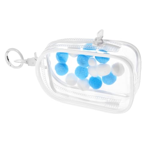 FIXOSHEE Transparente Mini Puppentasche PVC Kleine Aufbewahrungstasche mit Reißverschluss und Pompom Stoßfest Leicht zur Präsentation Schutz von Sammelfiguren und Schmuck von FIXOSHEE