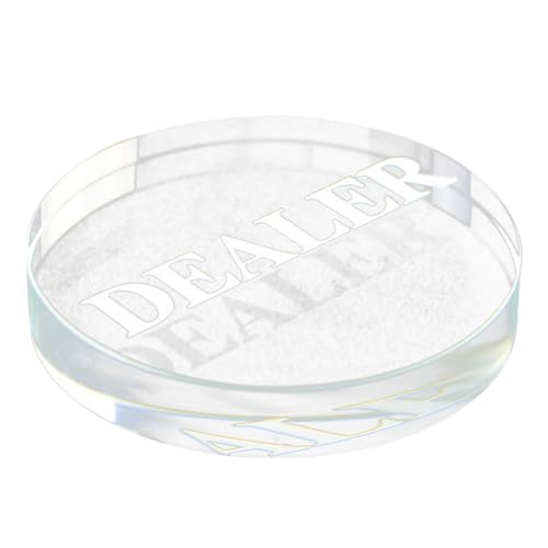 FIXOSHEE Transparenter Poker Dealer Button aus Premium Kristall Verschleißfest Gravierte Markierung Praktischer Kleiner Spielchip für Professionelle und Freizeitspieler von FIXOSHEE