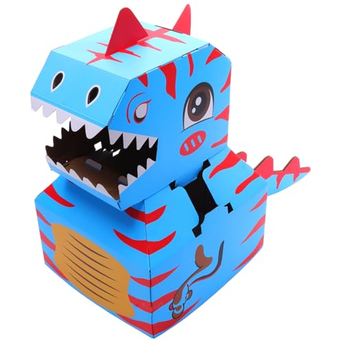 FIXOSHEE Wearable DIY Karton Dinosaurier für Tragbares Pappkostüm mit Blauem Dinosaurier Design Kreatives Bastelset für Rollenspiele und Pädagogisches Handwerk von FIXOSHEE