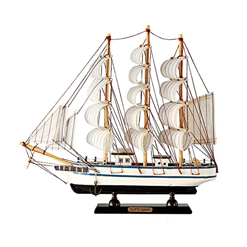 FIYSON 33cm Holz Segelboot Modell, Segelschiff Maritime Deko, Holz Piratenschiff Segelboot Modell, Holzschiff Mediterraner Stil, für Weihnachten Wohnzimmer Büro Schreibtisch Deko Geschenke (Stil 2) von FIYSON