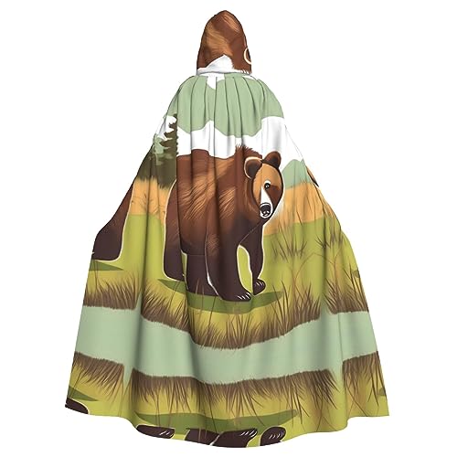 FInpan Brauner Bären-Poncho, Halloween-Kapuzenumhang, für Damen und Herren, Halloween, Verkleidungsparty, Cosplay-Kostüme von FInpan